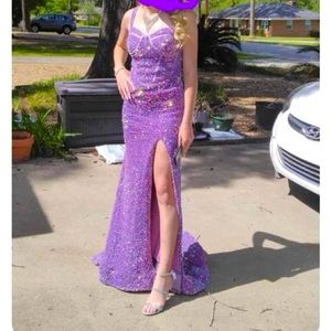 Purple prom dress only worn once. Corset laced back. Lots of sparkles.